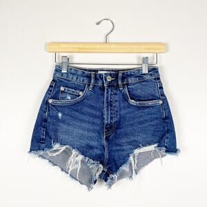 ZARA High Rise Cut Off Denim Shorts Size 2